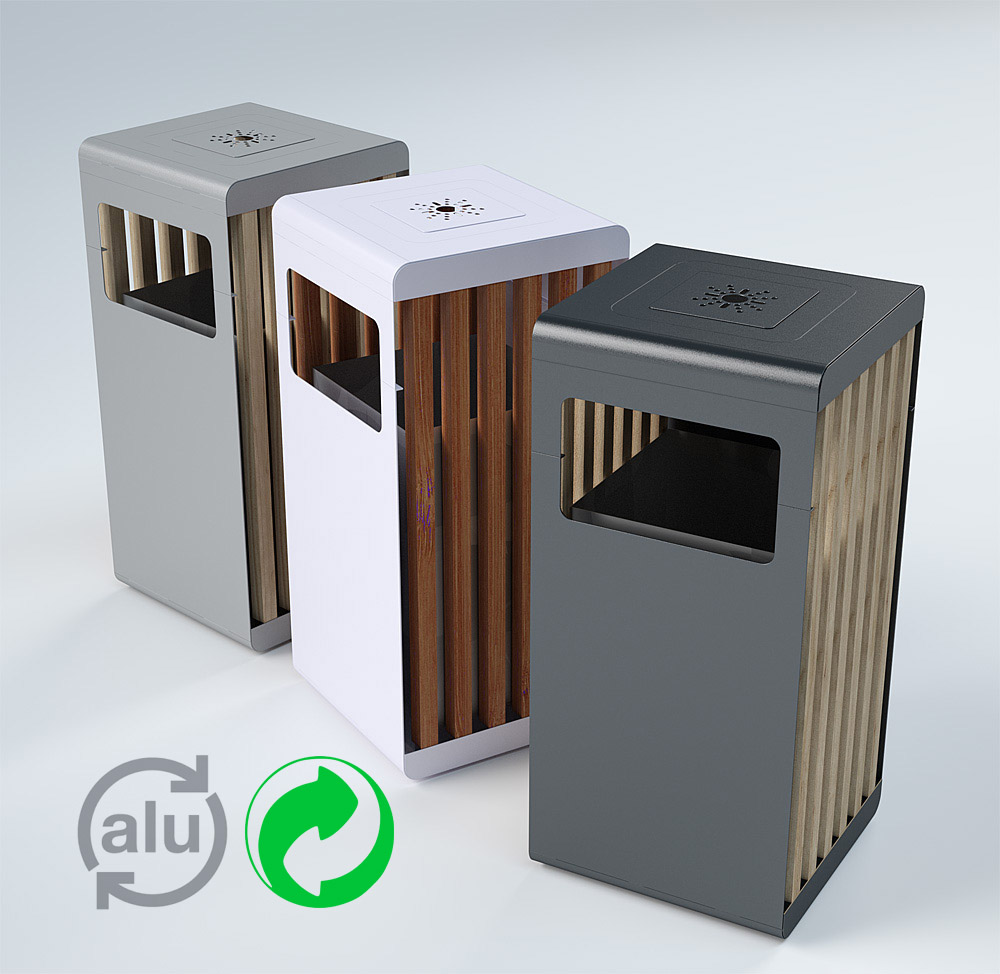 Cestino Strip Aluminum Wood